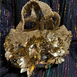 Not for Sale Made in India Elegant Gold Beaded Women's Bag